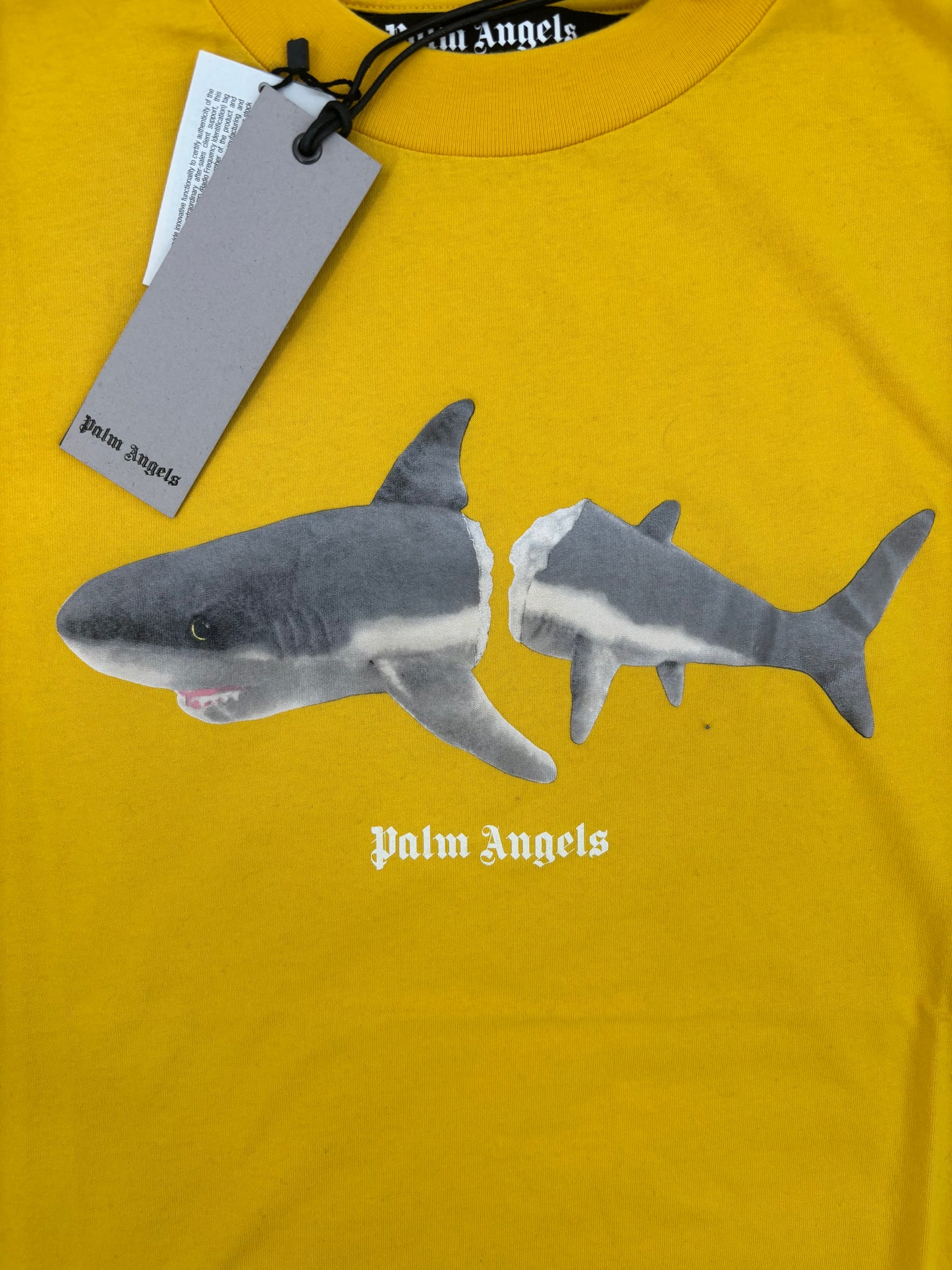 Palm Angels Classic Shark Design Yellow T-Shirt Size XS