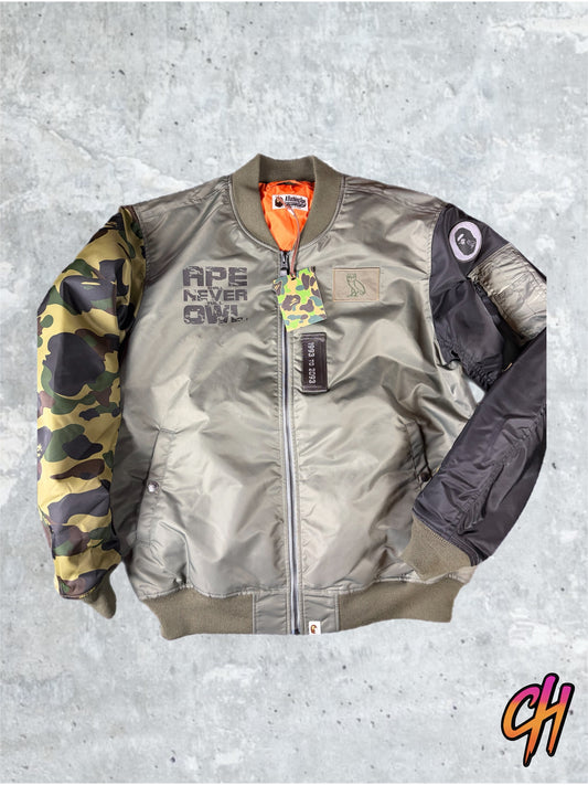 Bape X OVO Dark Green MA-1 Bomber Jacket Size XXL