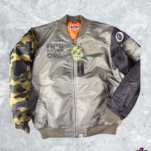 Bape X OVO Dark Green MA-1 Bomber Jacket Size Large