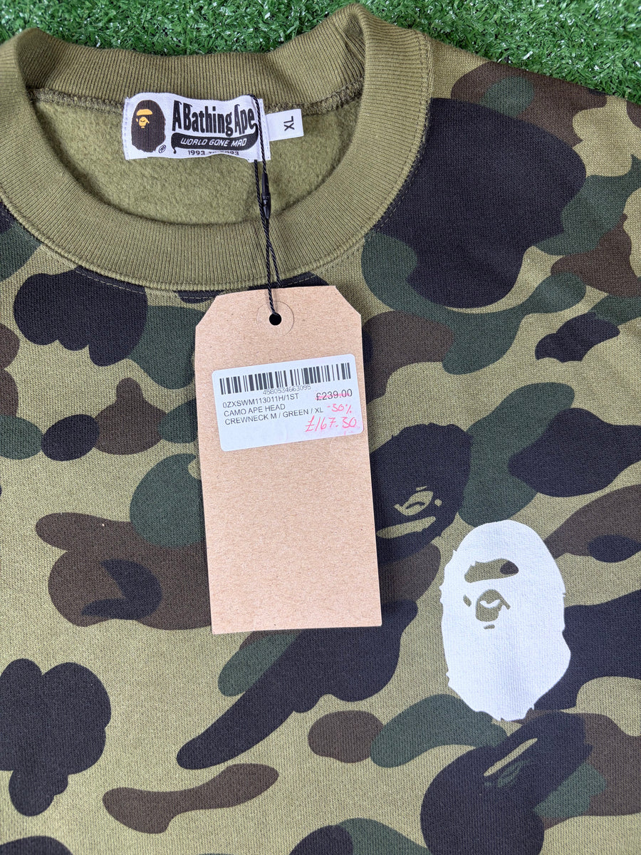 Bape 1st Camo Green Crewneck Sweater Size XL