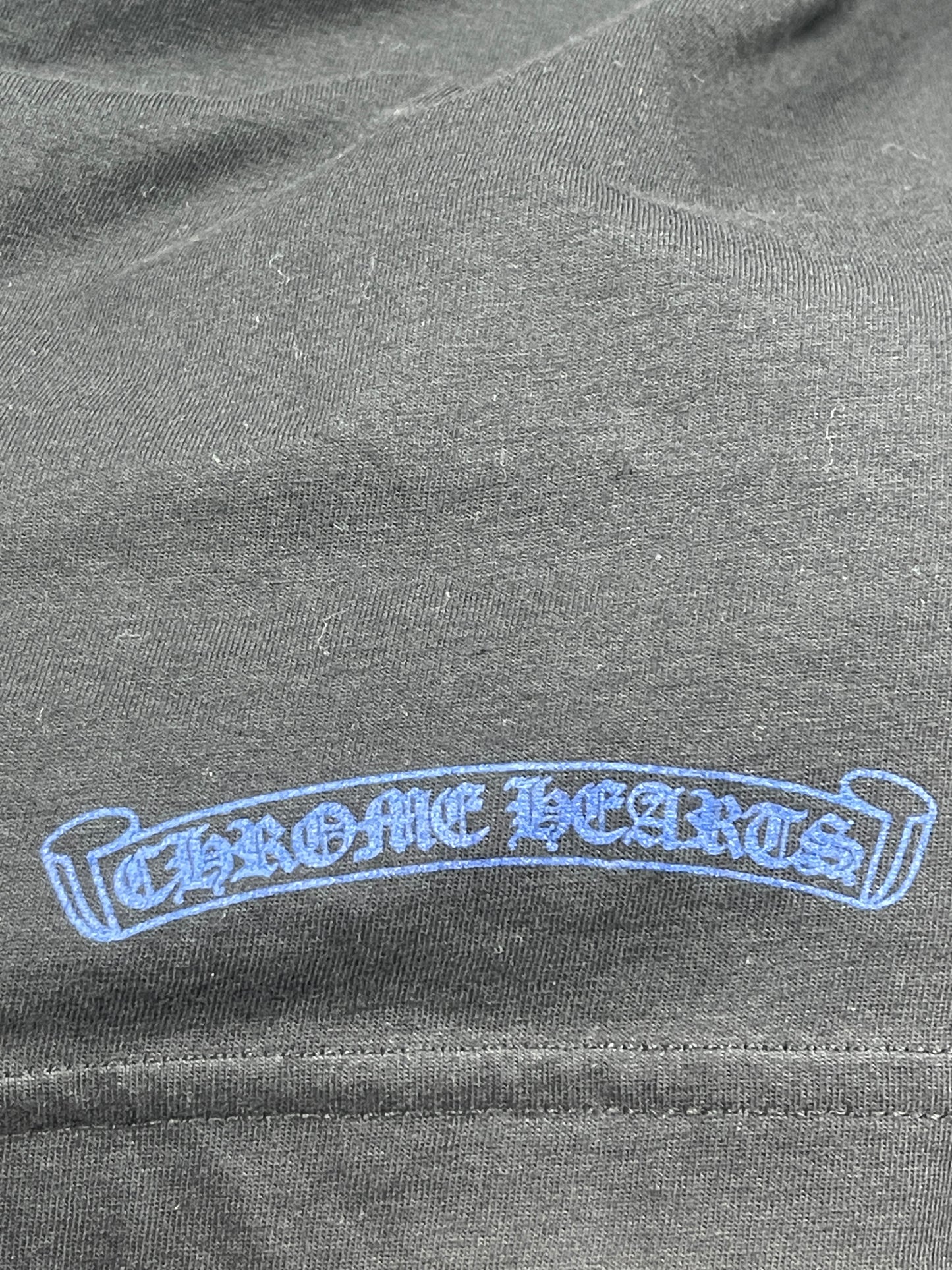 Chrome Hearts Blue Neck Logo Black L/S Shirt Size Medium