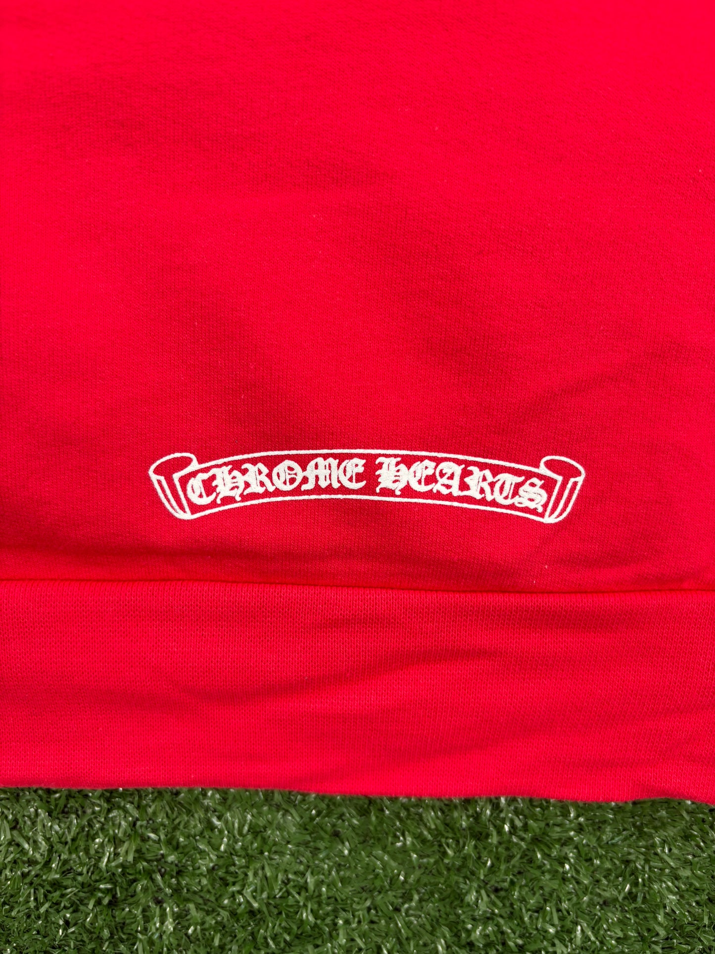 Chrome Hearts "Scroll Logo" Red Pullover Hoodie Size XXL