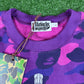 BAPE Color Camo Embroidery Shark Purple Crewneck Large
