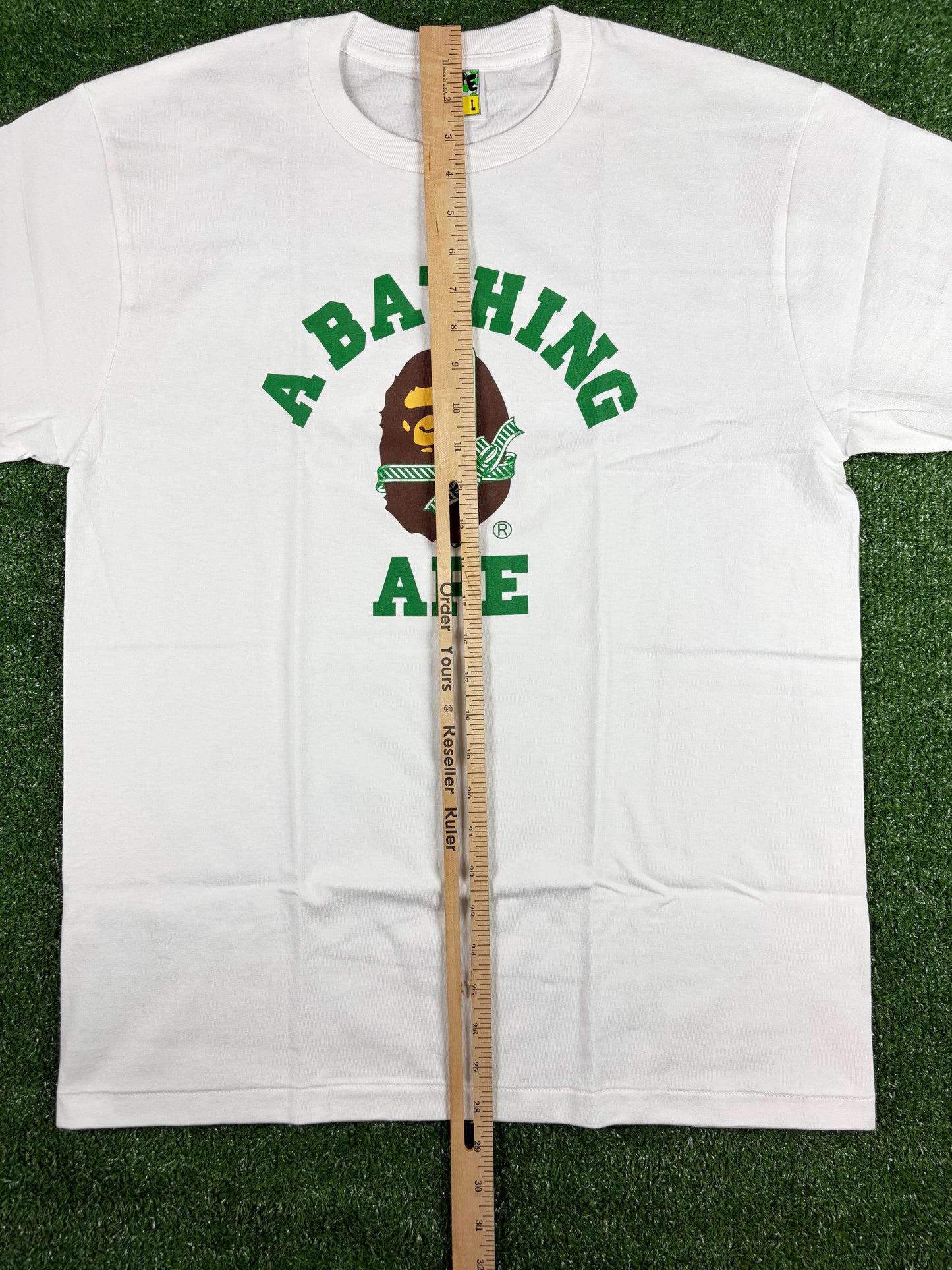 BAPE Christmas College White/Green T-Shirt Size Medium