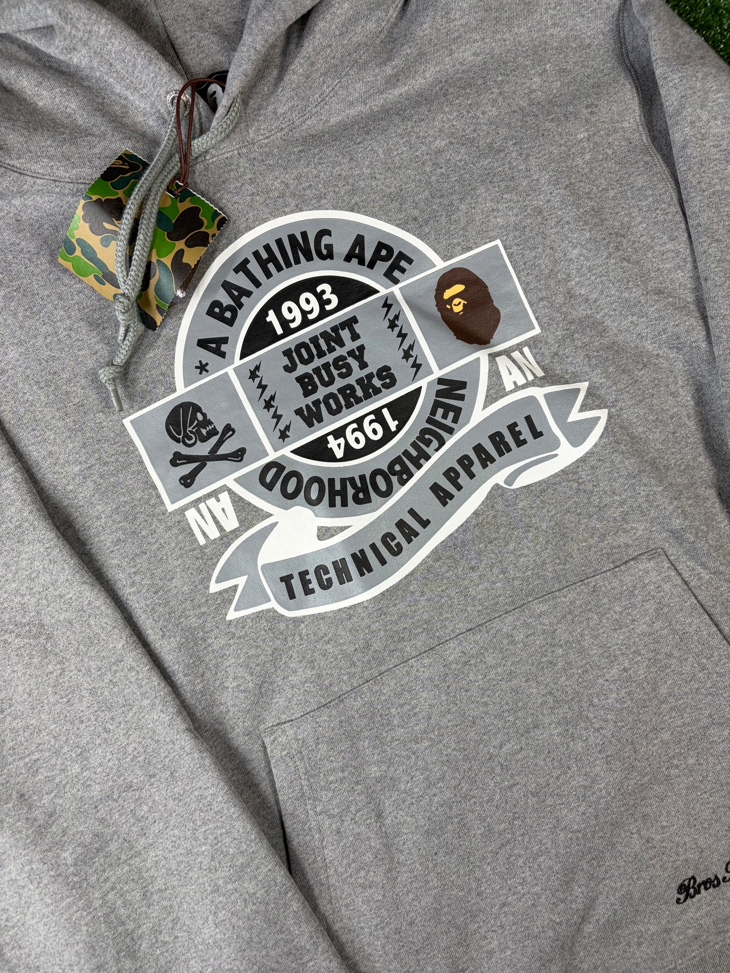 BAPE x Neighborhood Relaxed Fit Grey Pullover Hoodie Large