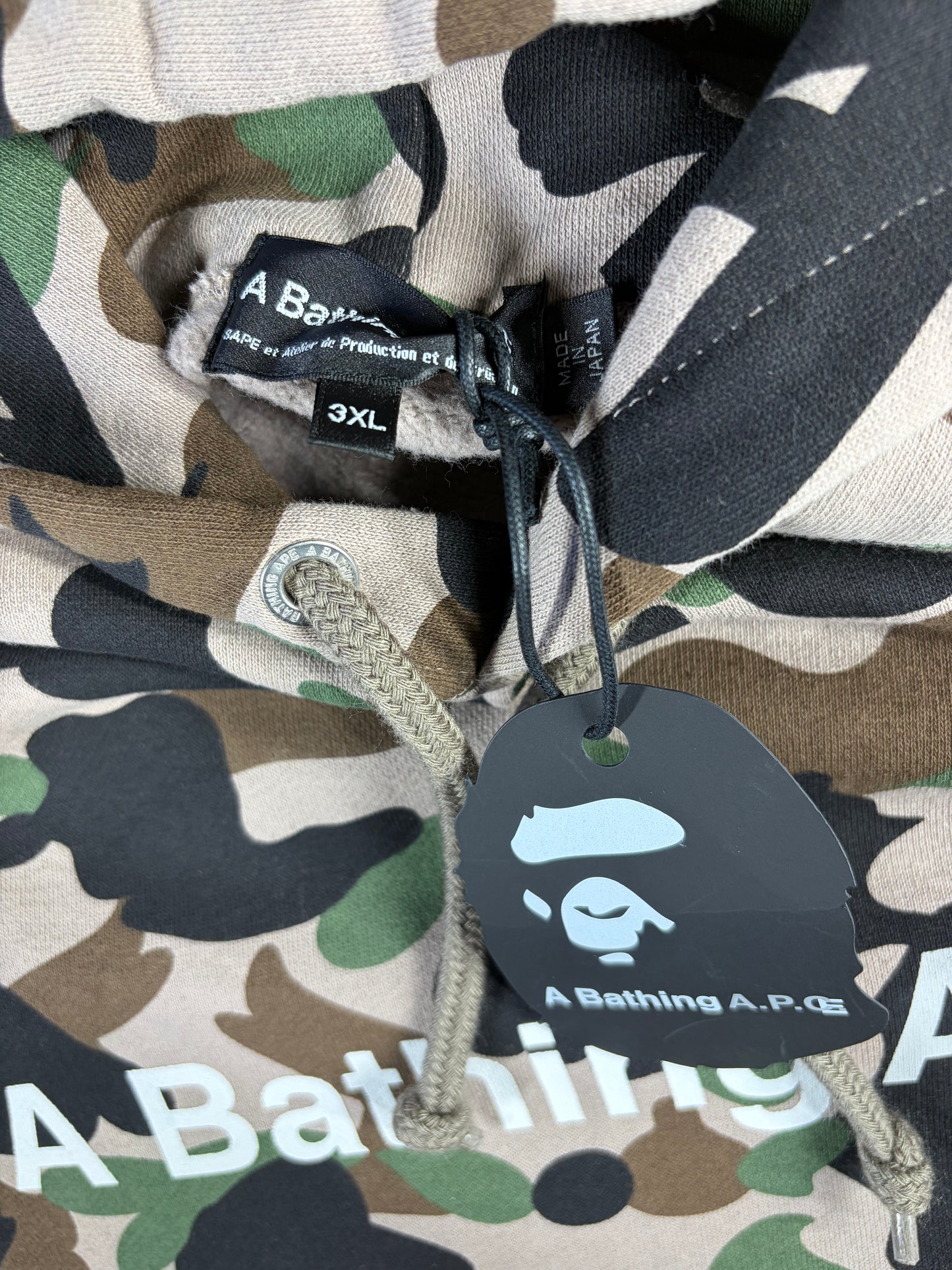 BAPE x A.P.C. Beige Camo Pullover Hoodie Size XXXL