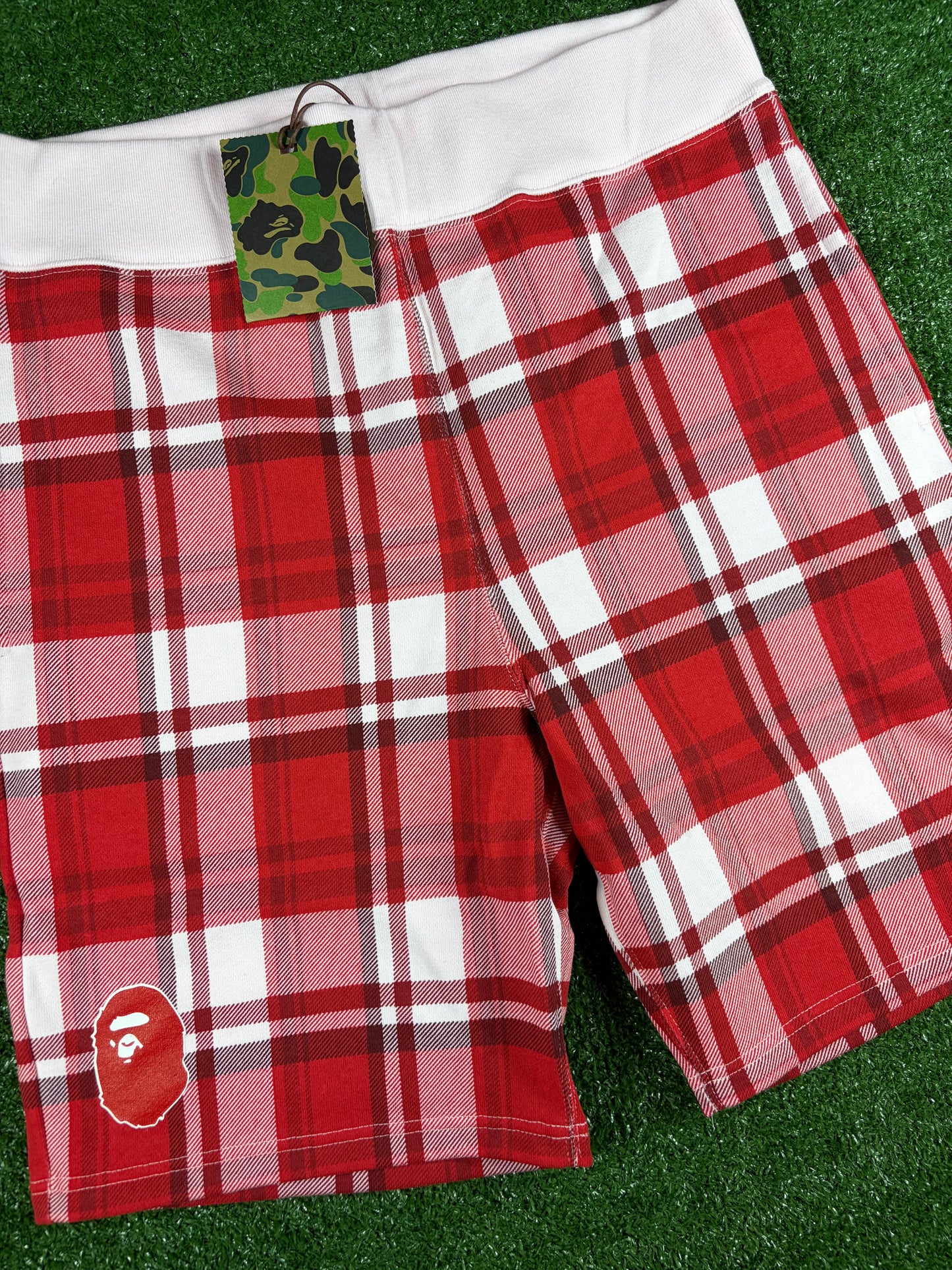BAPE London Exculsive Red Check Sweatshorts Size XL