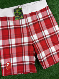 BAPE London Exculsive Red Check Sweatshorts Size Small