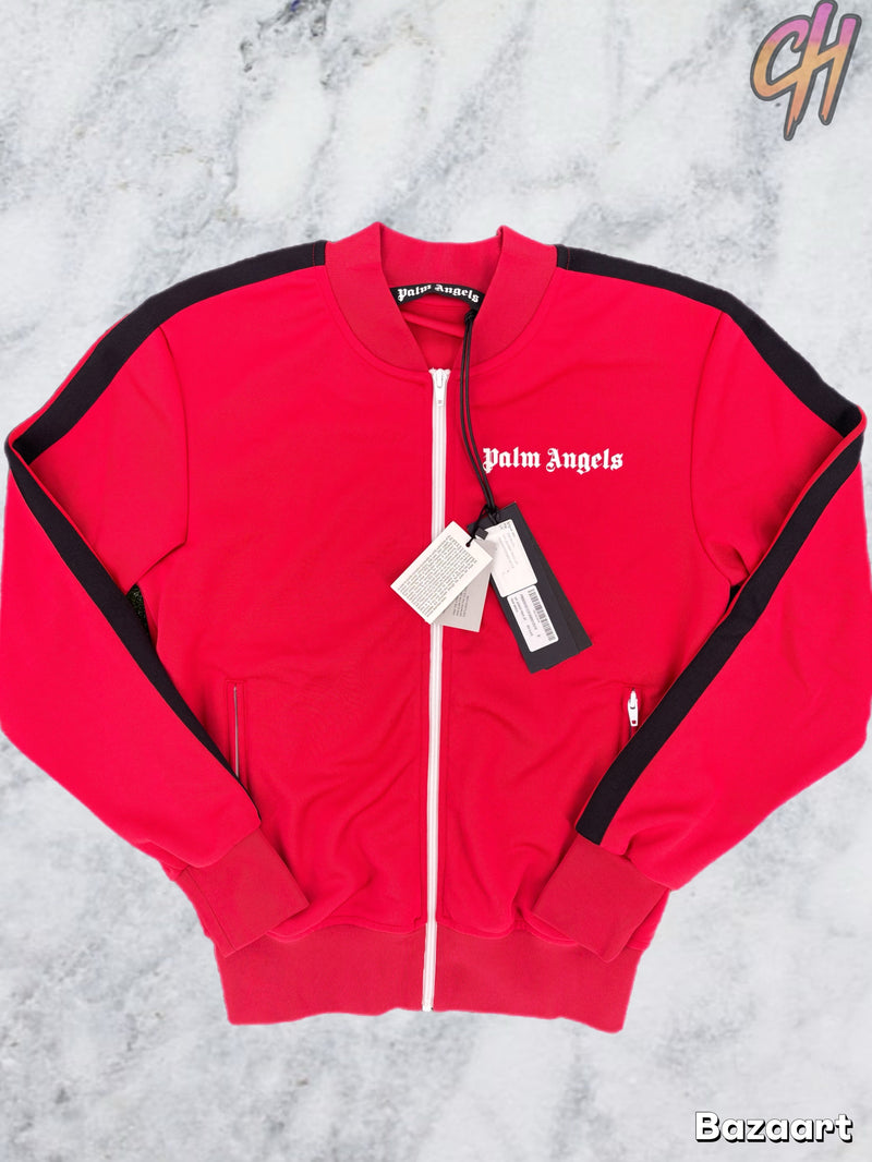 Palm Angels Red/Black Striped Bomber Track Jacket Size Small (MSRP: $565.00)