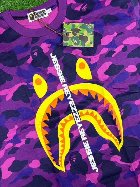 BAPE X Jessie Reyez Purple Shark Camo T-Shirt Size Large