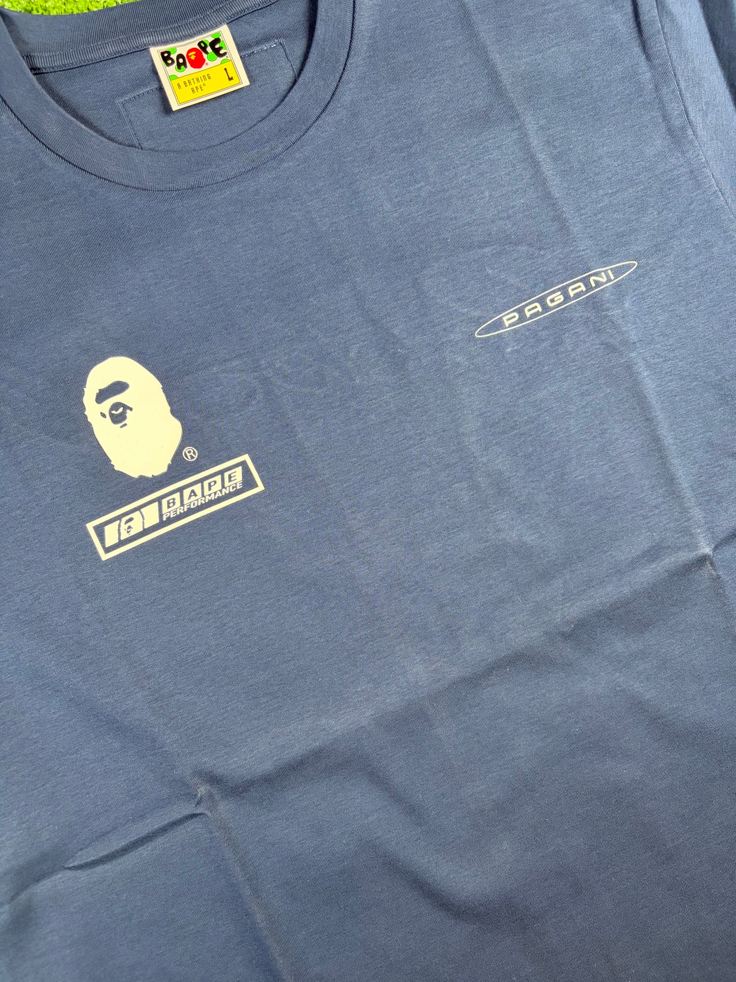 BAPE X Pagani Navy Blue ABC Camo T-Shirt Size Small
