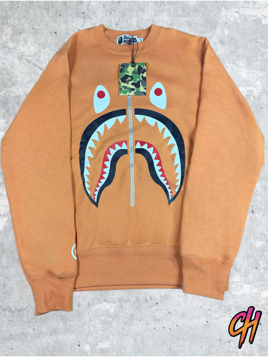 BAPE Embroidered Orange Shark Crewneck Sweater Large