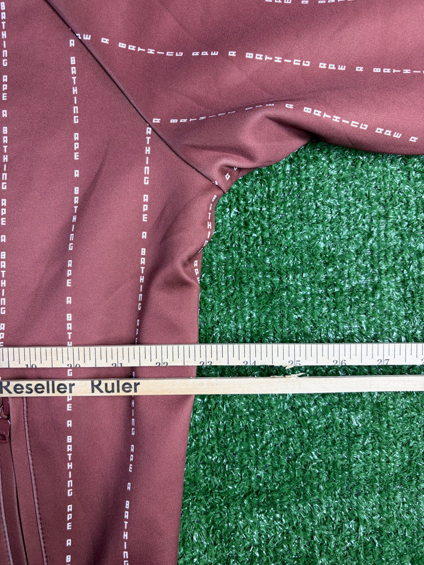 BAPE Text Stripe Full-Zip Brown Jersey Top Size Large