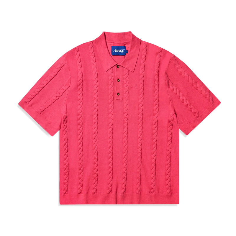 Awake NY Cable Knit Polo - Pink