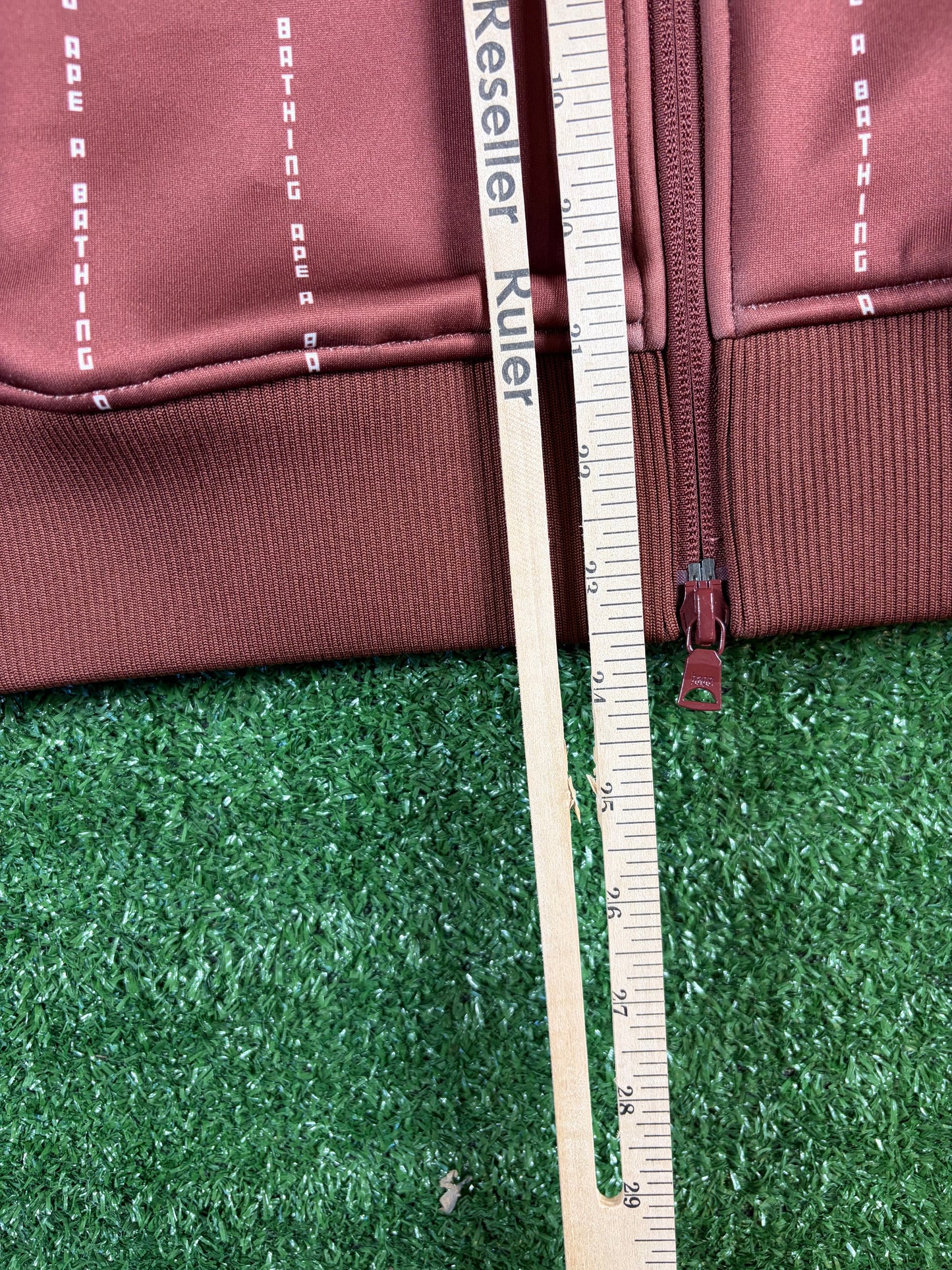 BAPE Text Stripe Full-Zip Brown Jersey Top Size Large