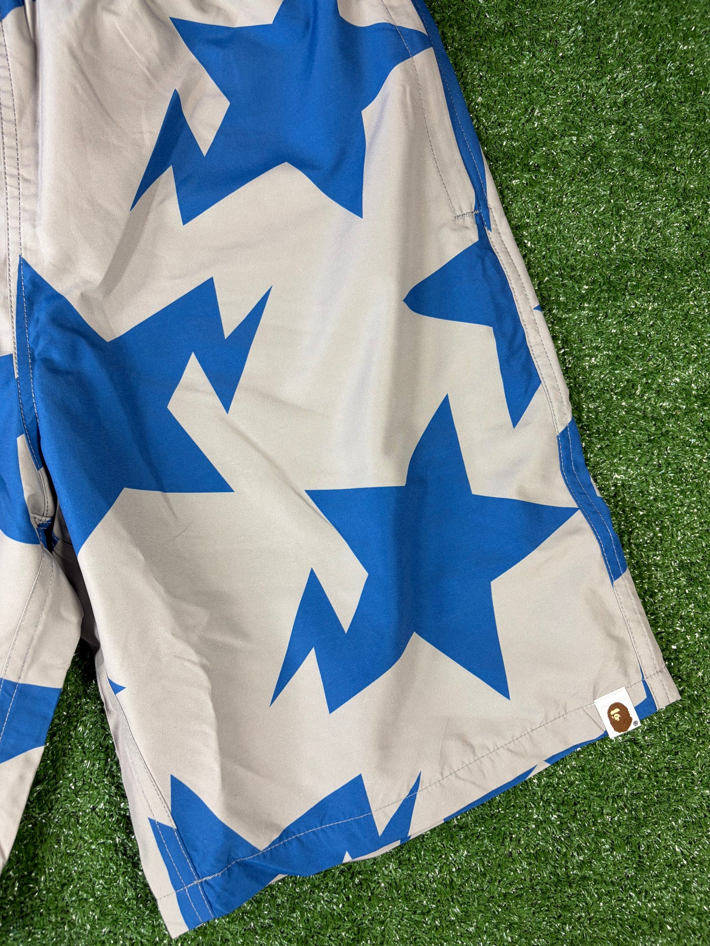 Bape Bapesta Pattern Grey Beach Shorts Size XL