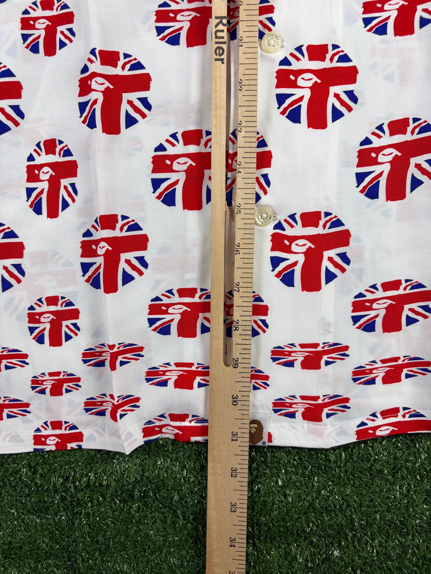 Bape London Union Jack Button-Up S/S Shirt Size XL
