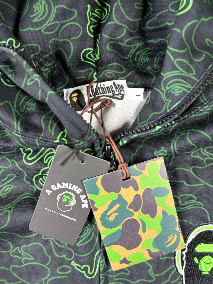 Bape X Razer Neon Camo Full-Zip Hoodie Size 3XL