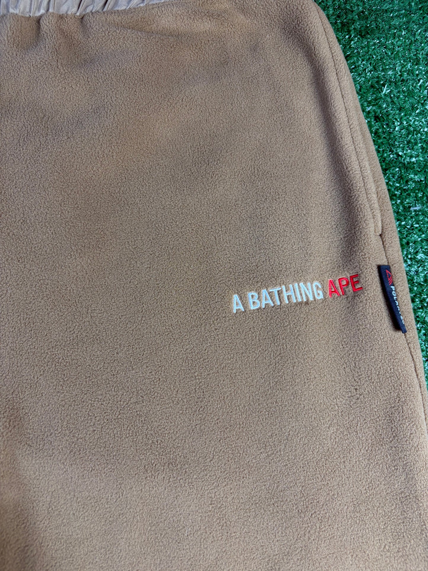 BAPE PolarTech Fleece Beige Drawstring Pants Size Large