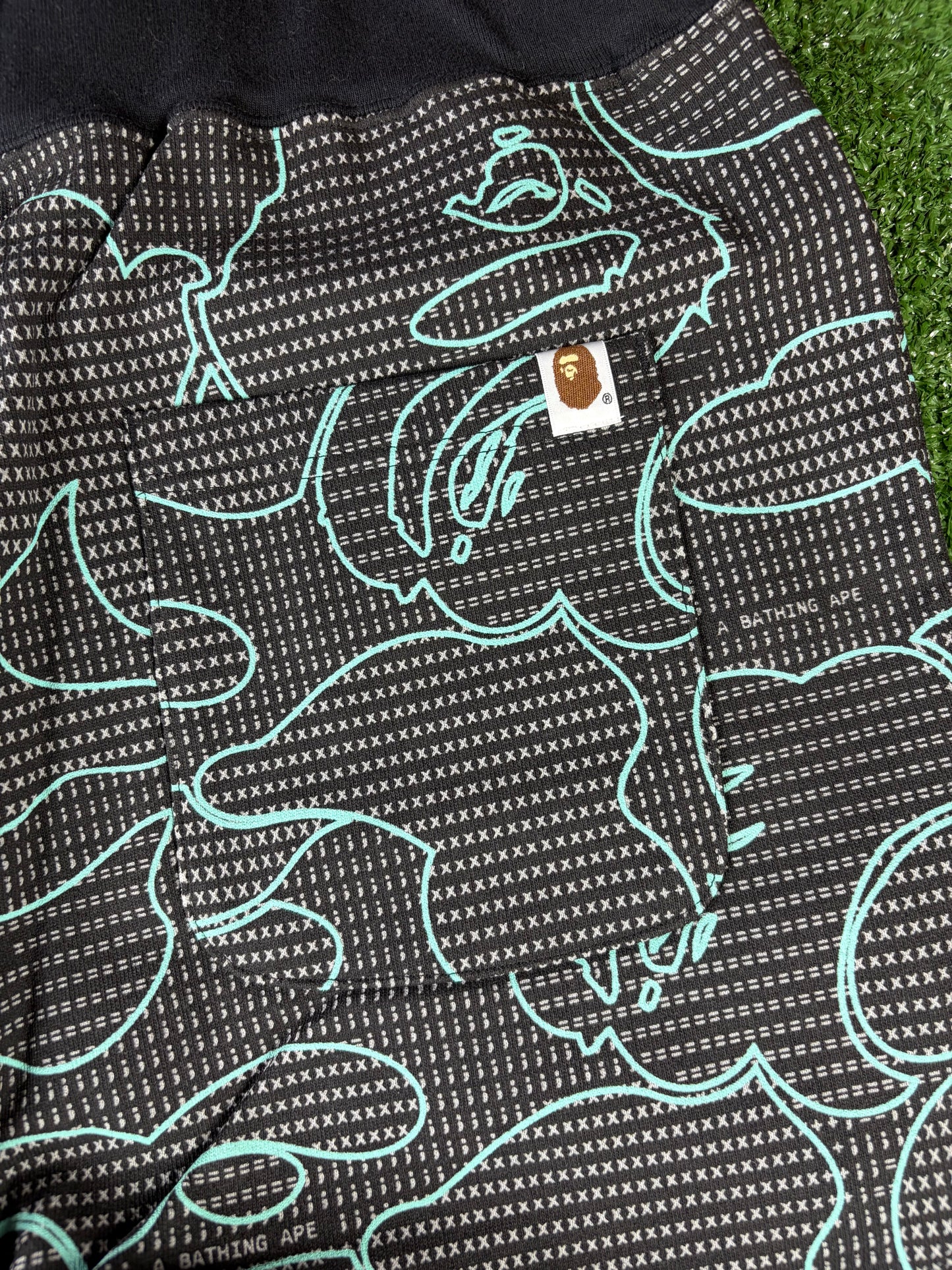 Bape Text Code Camo Black Jogger Sweatpants Size Large