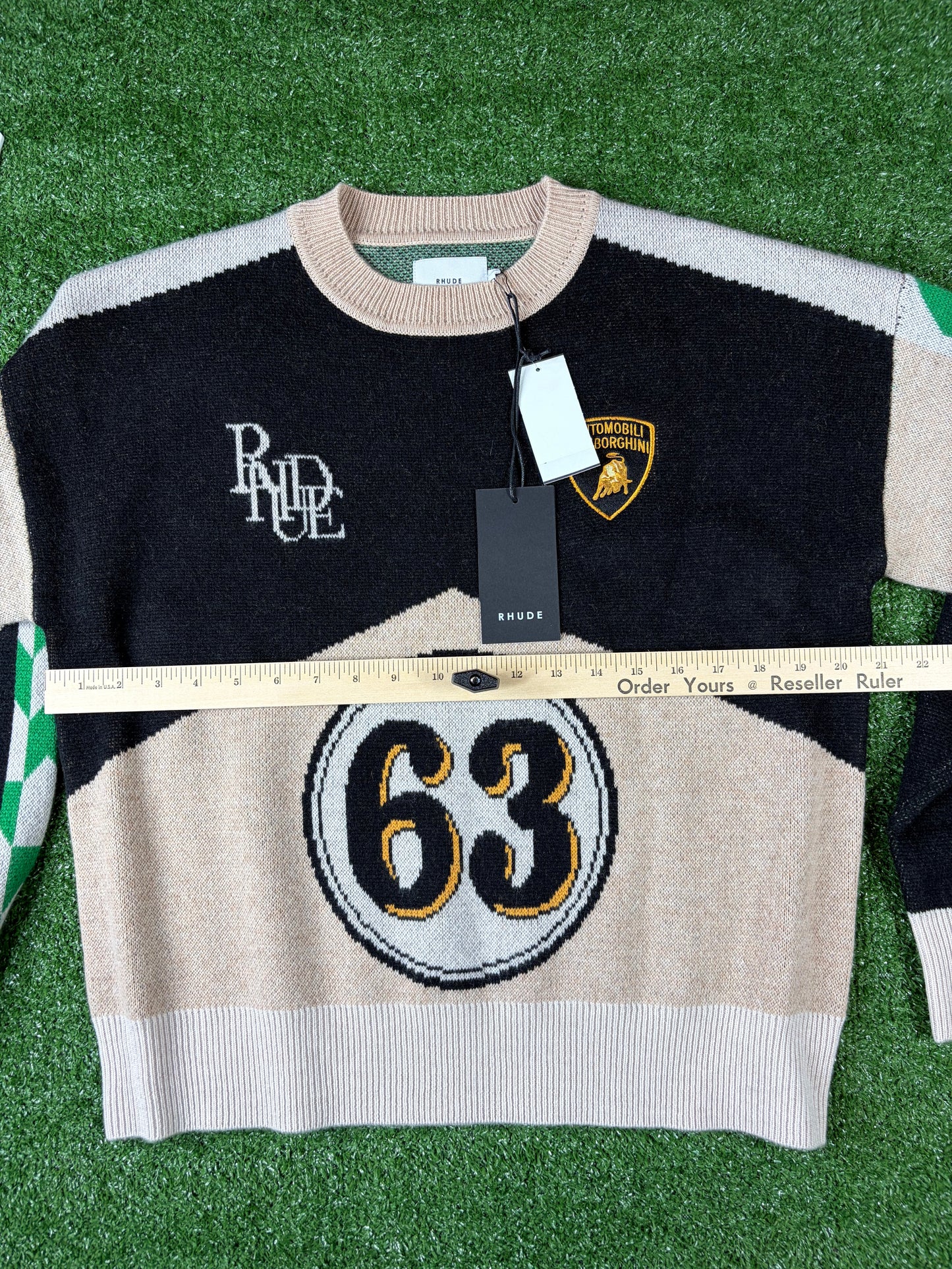 Men's RHUDE X Lamborghini Authentic Knitted Crewneck Sweater SM MSRP: $2,360