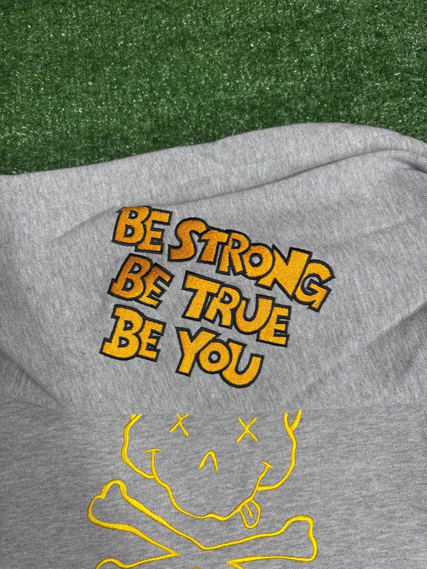 Mastrmind World Vs. Bape All-Over Embroidered Grey Hoodie Size Medium