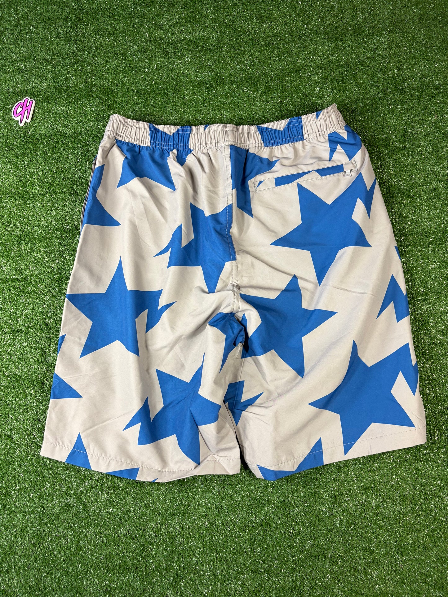 Bape Bapesta Pattern Grey Beach Shorts Size XL