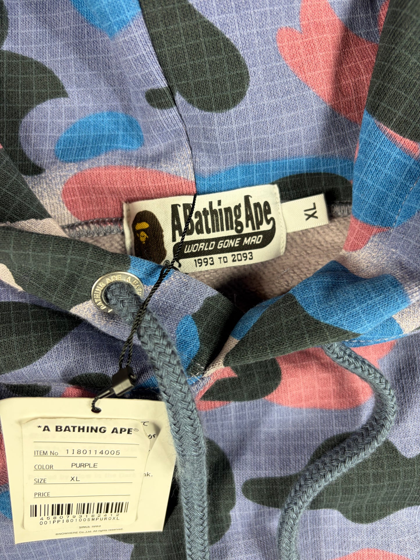 BAPE 1st Camo Multi-Color Grey Pullover Hoodie Size XL