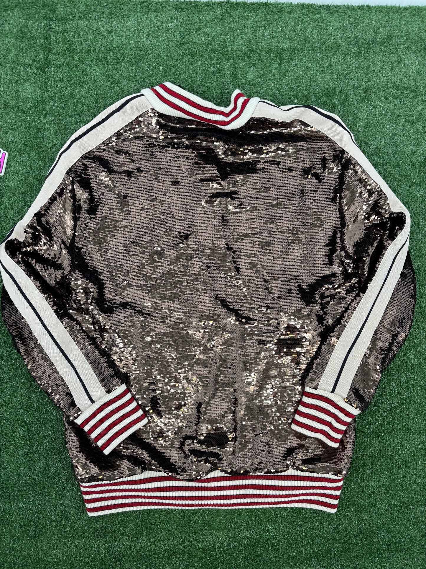 Palm Angels Women Brown Sequined Track Jacket Size Medium (MSRP: $707.00)