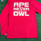 BAPE x OVO Red Long Sleeve T-Shirt Size Large