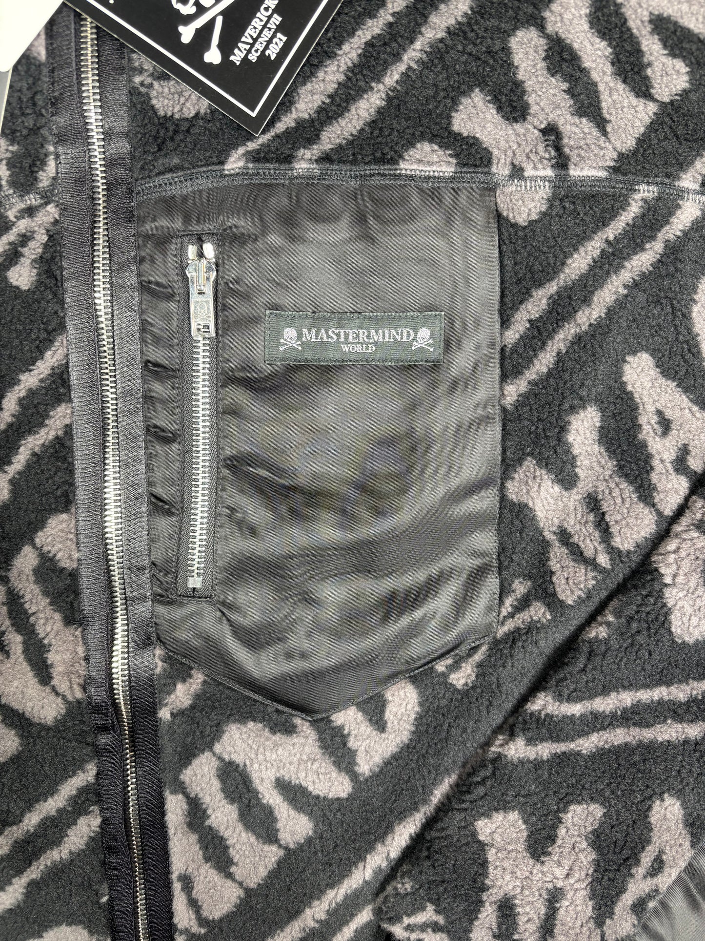 Mastermind Vs. Bape 'All Over' Black Sherpa Blouson Size Medium (MSRP: $2,275)
