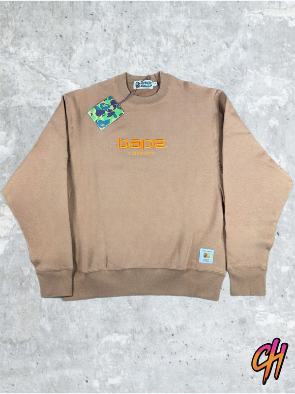 BAPE X Carhartt Beige Crewneck Sweatshirt Size Small