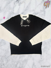 Mastermind World Split Color Black/White L/S T-Shirt Size Medium (MSRP: $950)