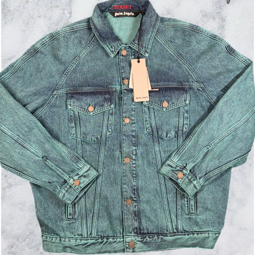 Palm Angels Light Wash Sunset Loose Denim Jacket Size Medium