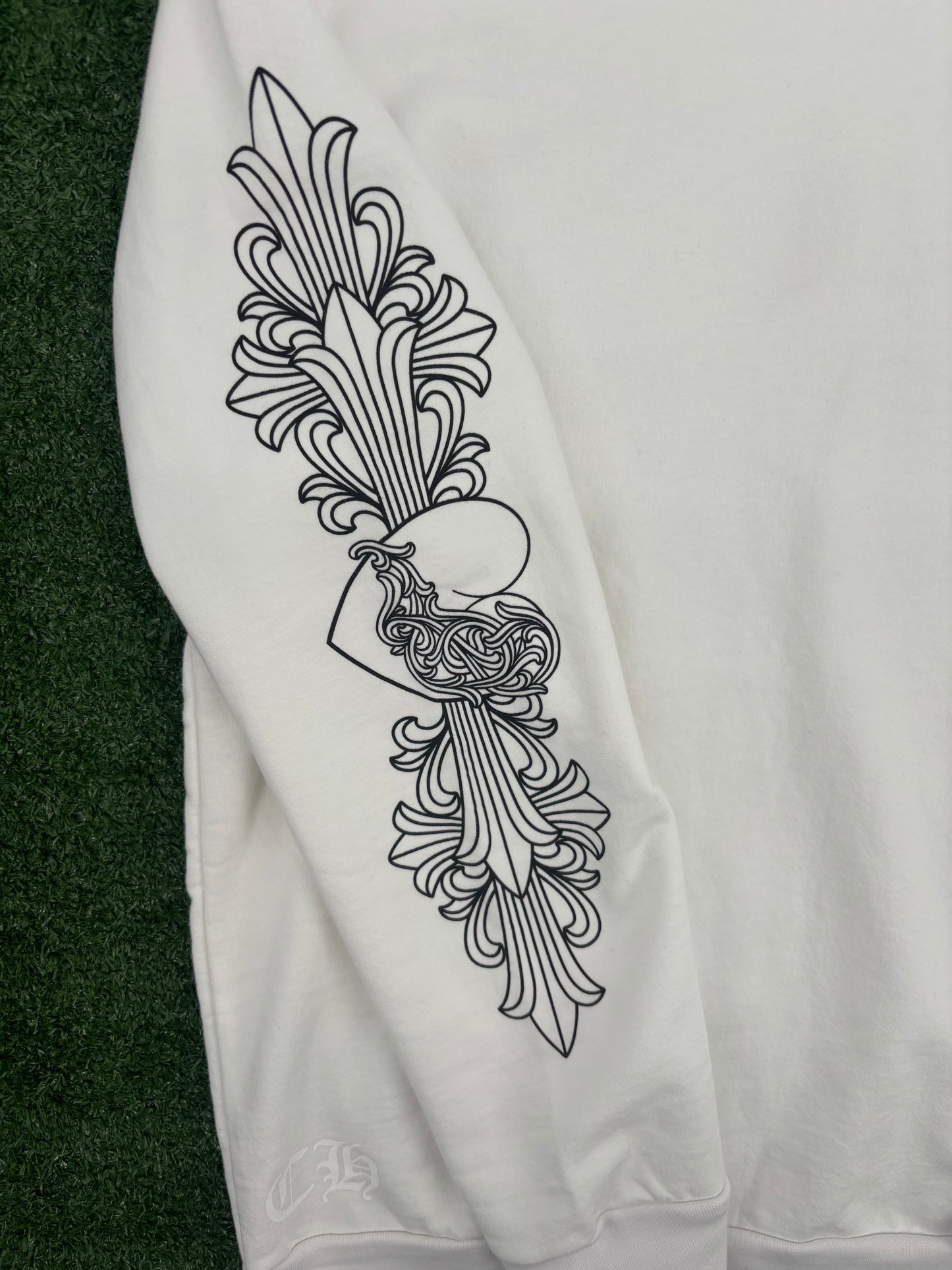 Chrome Hearts "Love You" Letter White Crewneck Sweater Size Large