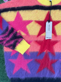 Palm Angels Womens Mohair Stars Sweater Yellow Purple Size Medium