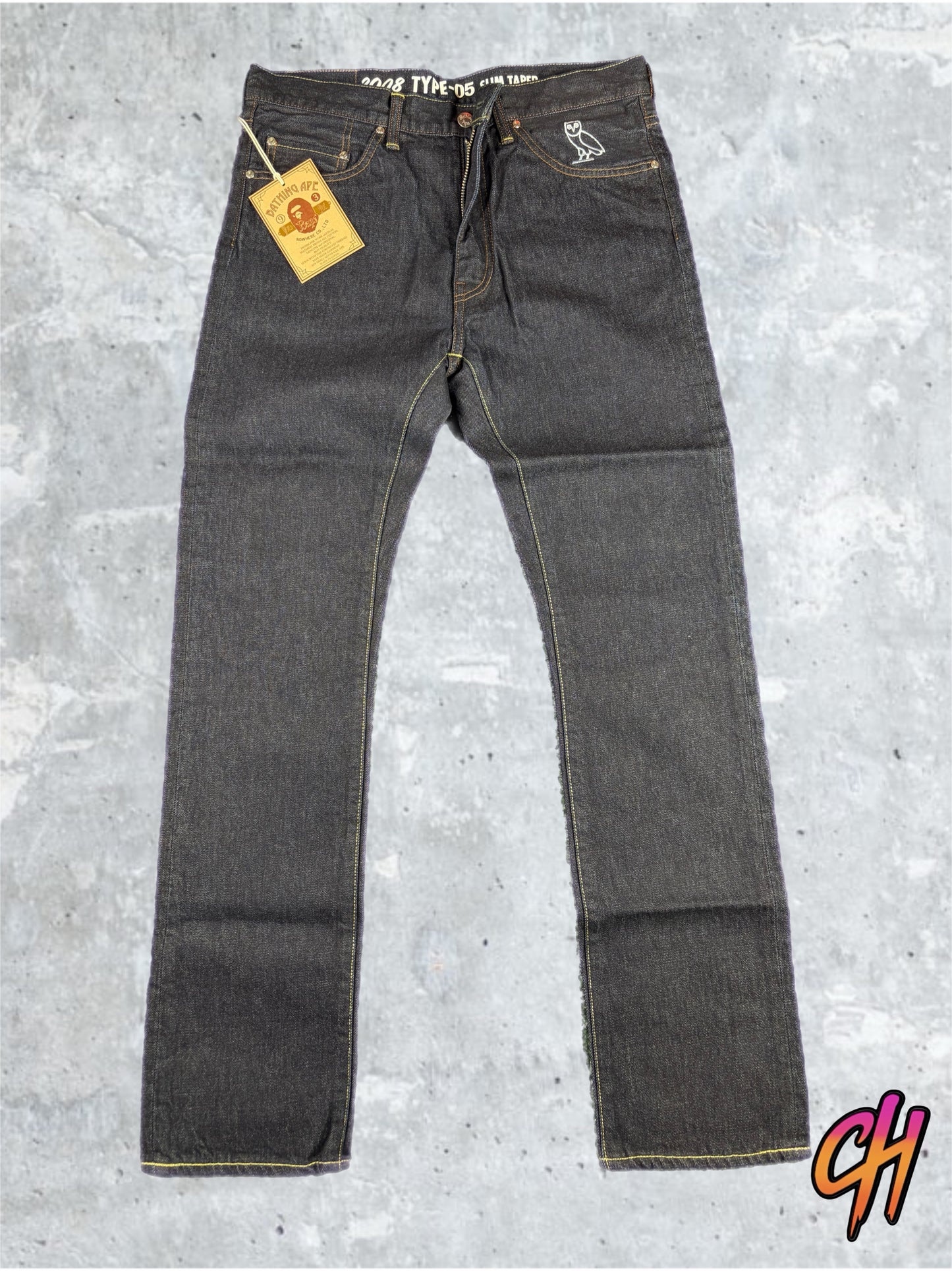 BAPE X OVO 2008 Type-05 Navy Denim Pants Size Medium