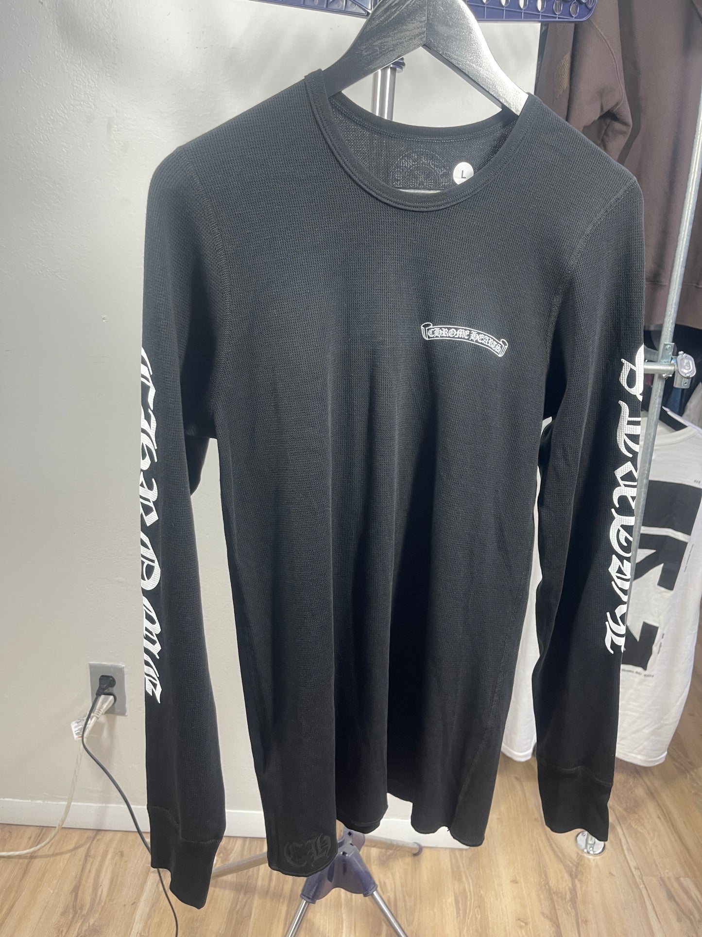Chrome Hearts Scroll Logo Long-Sleeve Thermal Shirt 'Black'