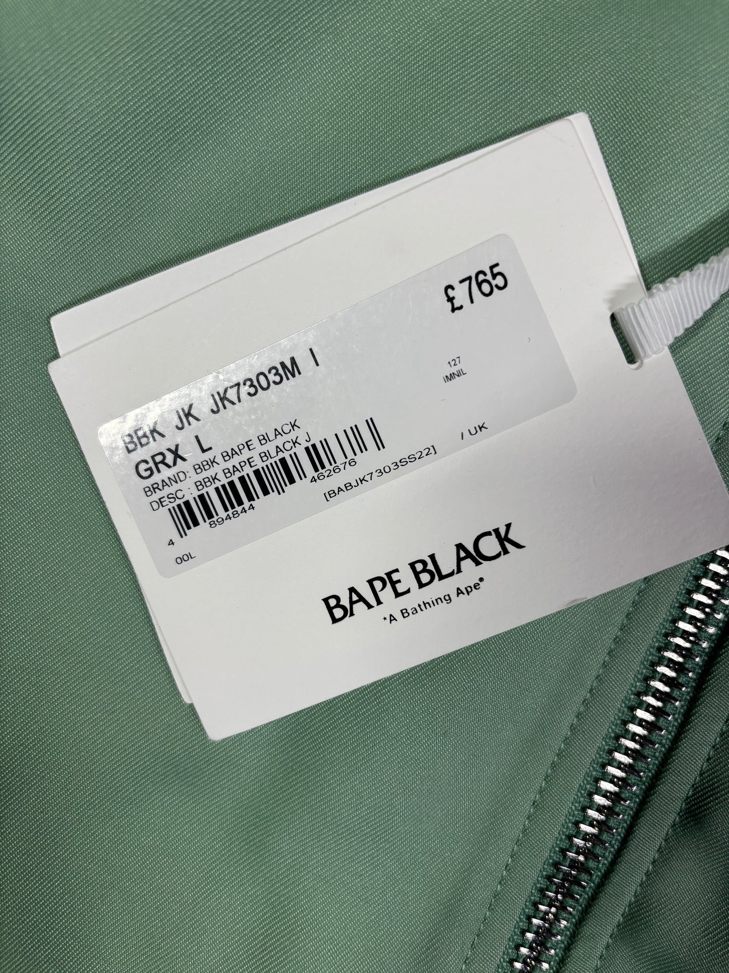 Bape Black Teal Satin Bomber Jacket Size Large (MSRP: $900.00)