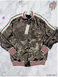 Palm Angels Women Brown Sequined Track Jacket Size Medium (MSRP: $707.00)