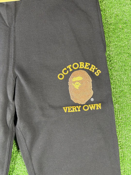 Bape X OVO Black Slim Fit Sweatpants Size XL