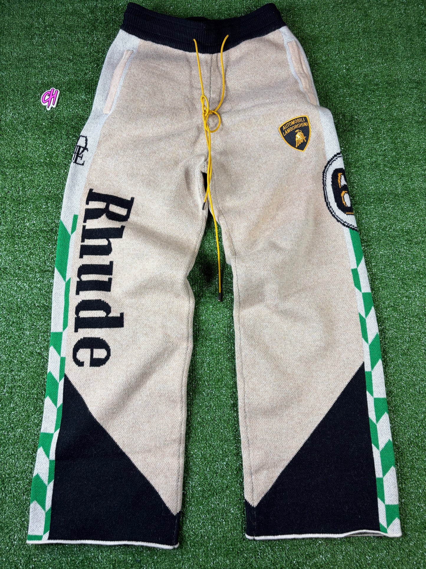 Men's RHUDE X Lamborghini Authentic Knitted Track Pants MD MSRP: $2,357