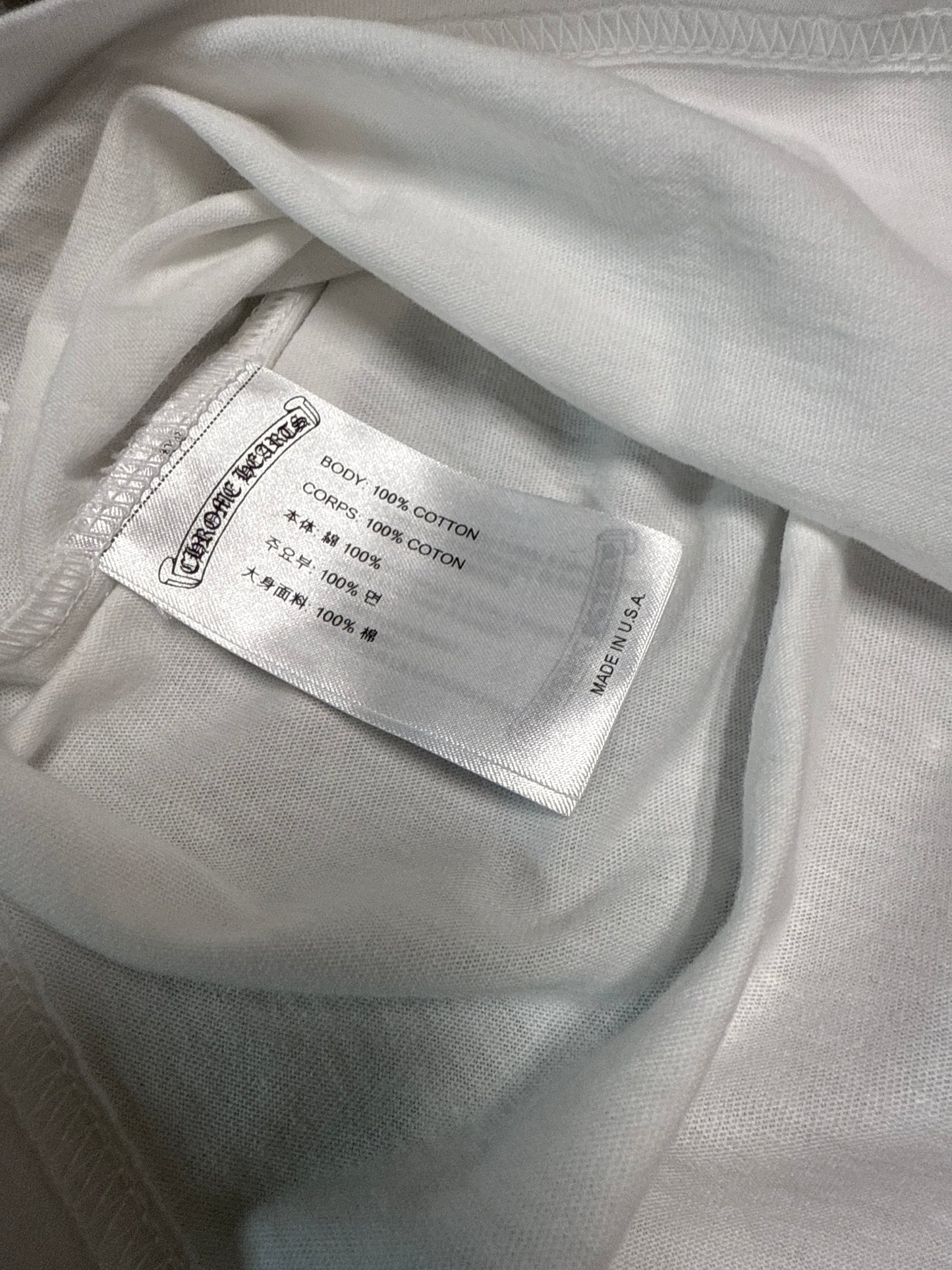 Chrome Hearts Scroll Logo White Pocket L/S T-Shirt Size Large