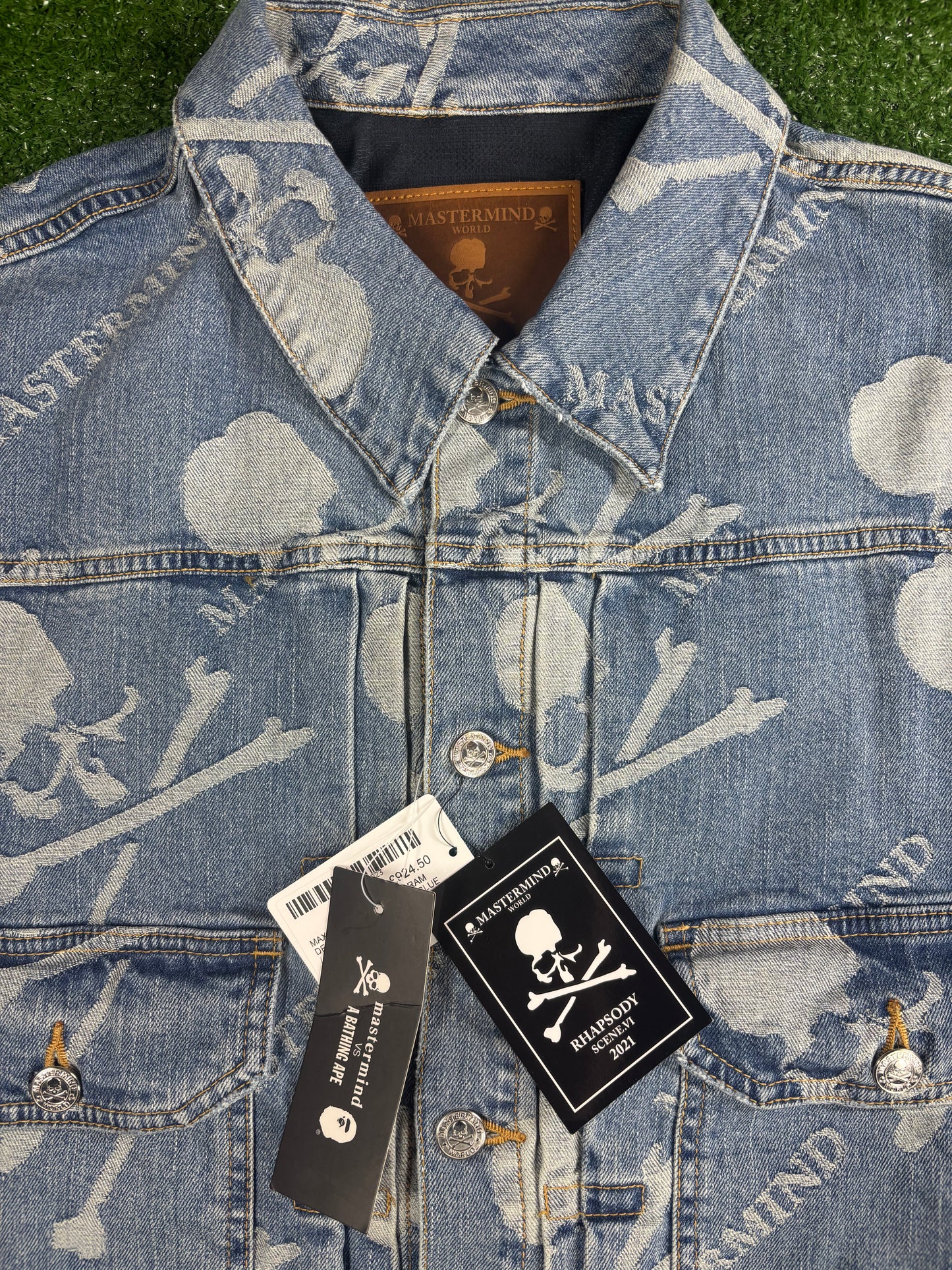 Mastermind Vs. Bape Monogram Denim Trucker Jacket Size Small