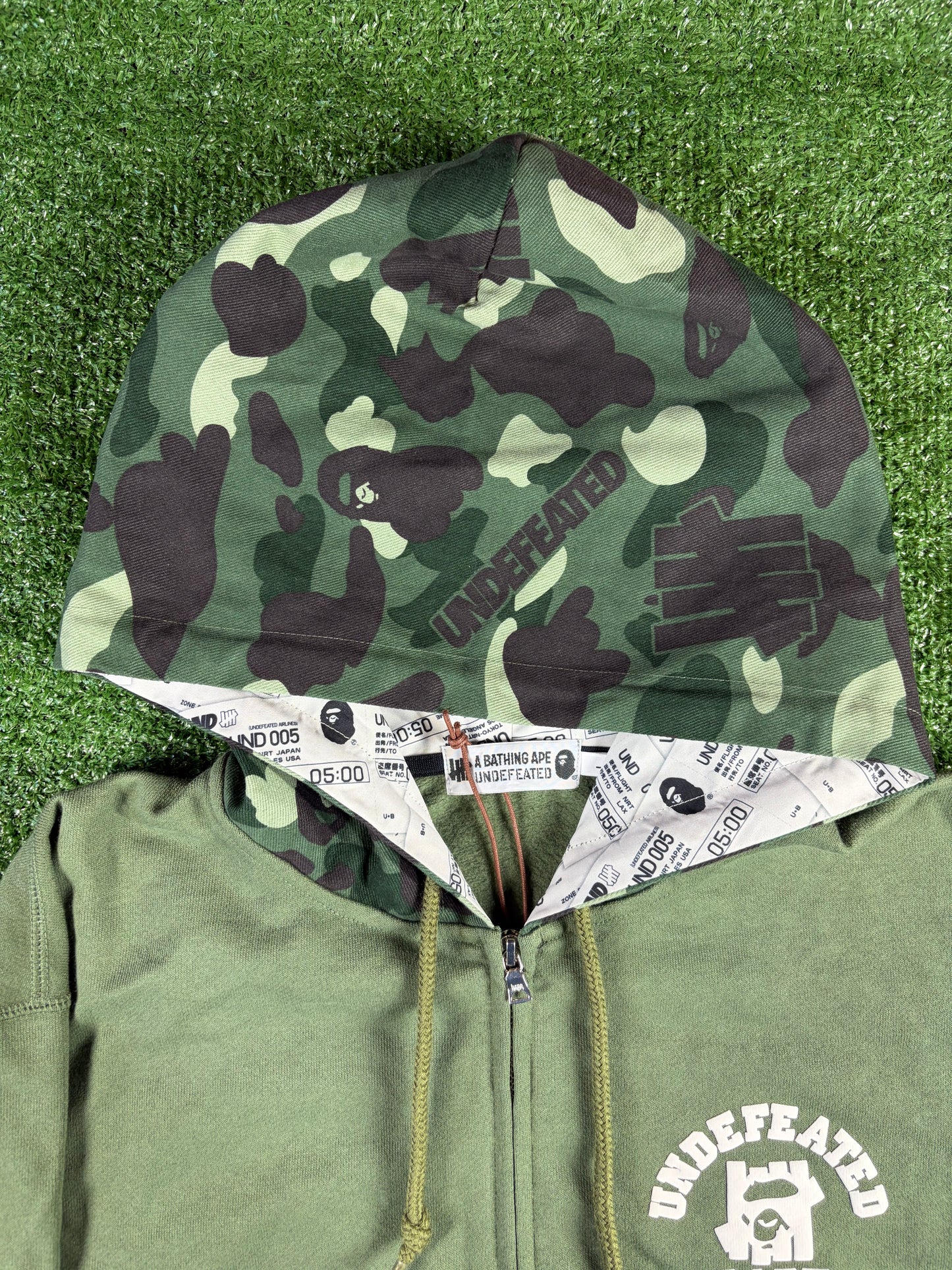 Bape X Undefeated Green Color Camo Zip-Up Hoodie Medium
