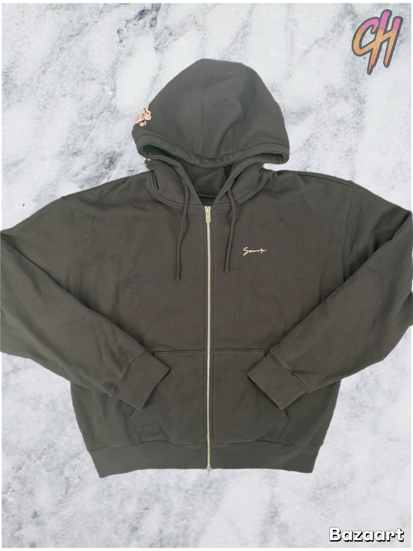 Givenchy Men's Boxy 'Tarot' Black Full-Zip Hoodie Size XXL