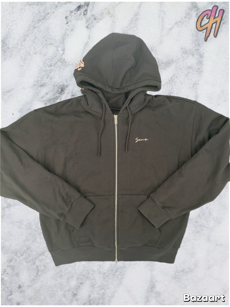 Givenchy Men's Boxy 'Tarot' Black Full-Zip Hoodie Size XXL