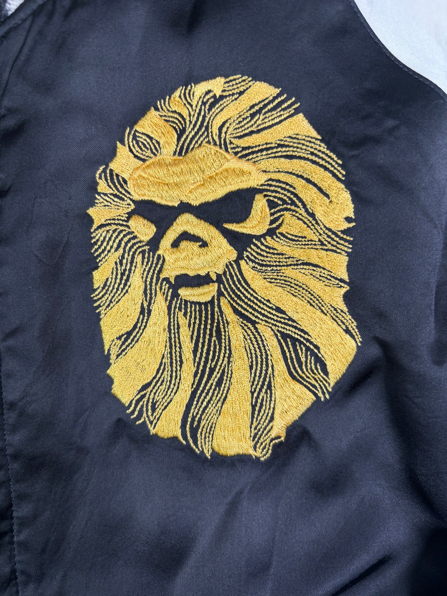 Bape Black Reversible Satin Mural Bomber Size Medium (MSRP: $1,525)