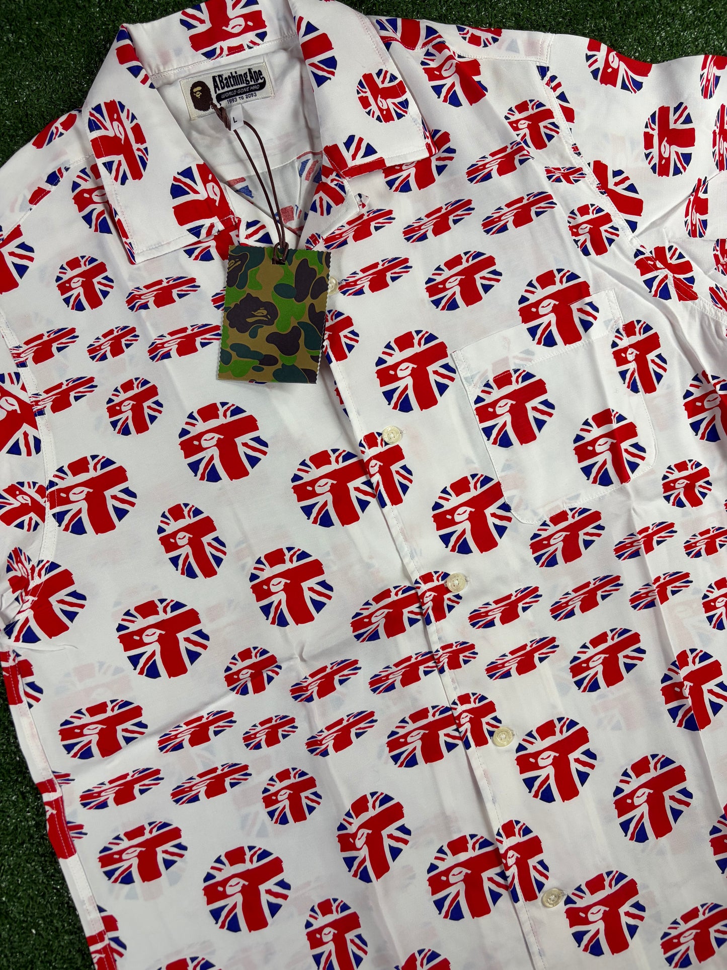 Bape London Union Jack Button-Up S/S Shirt Size XL