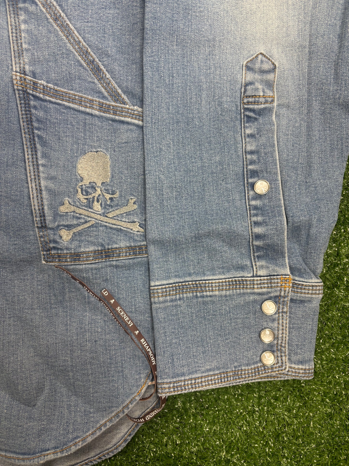 Mastermind Vs. Bape Light Oz Washed Denim Shirt Size Large